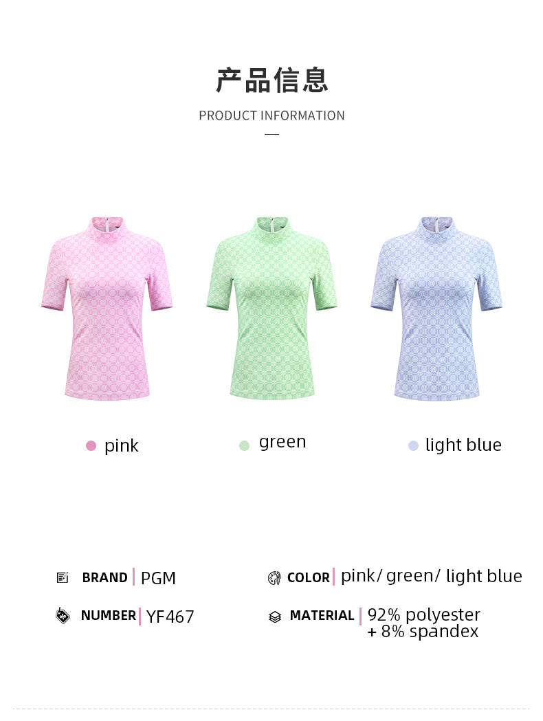 PGM YF467 custom golf shirt women high quality polo golf t shirts zipper golf shirts