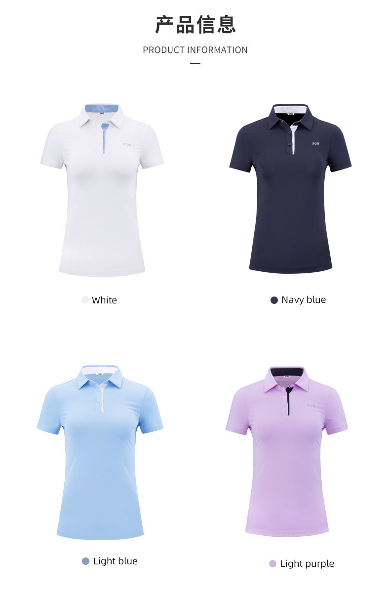 PGM YF486 modern polo golf t shirts womens short sleeve golf polo shirt white golf polo