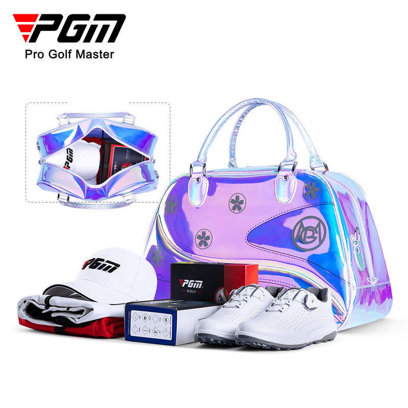 Women's Golf Apparel Bag, Colorful Lightweight Travel Tote Handbag with Separate Shoe Compartment
